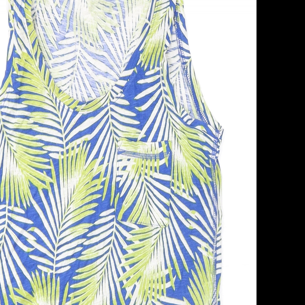 M&Co Womens Multicoloured Geometric Modal Basic Tank Size 8 Scoop Neck - Leaf Print