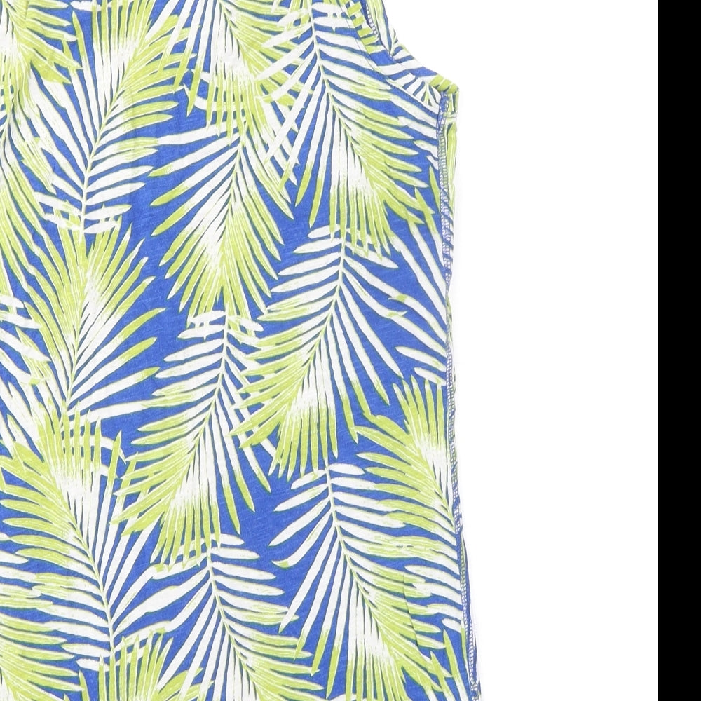 M&Co Womens Multicoloured Geometric Modal Basic Tank Size 8 Scoop Neck - Leaf Print