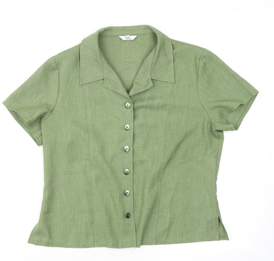 Klass Womens Green Polyester Basic Button-Up Size 14 Collared