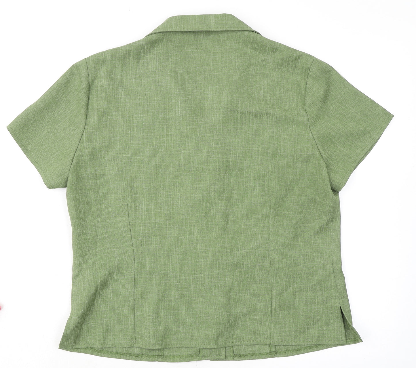 Klass Womens Green Polyester Basic Button-Up Size 14 Collared