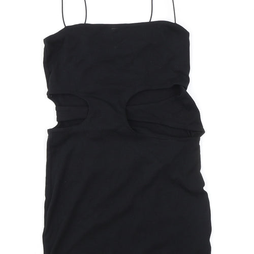 Zara Womens Black Polyester Bodycon Size M Square Neck Pullover