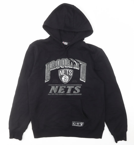 NBA Mens Black Cotton Pullover Hoodie Size L - Brooklyn Nets