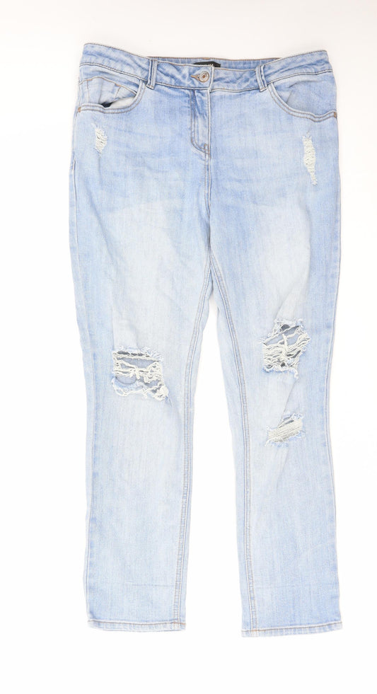 Papaya Womens Blue Cotton Skinny Jeans Size 14 L27 in Regular Zip