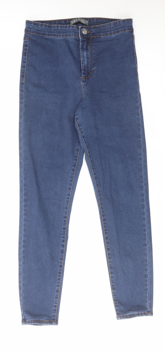 Denim & Co. Womens Blue Cotton Skinny Jeans Size 10 L25 in Regular Zip