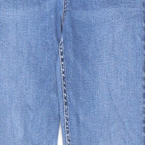 Marks and Spencer Womens Blue Cotton Straight Jeans Size 14 L31 in Regular Zip