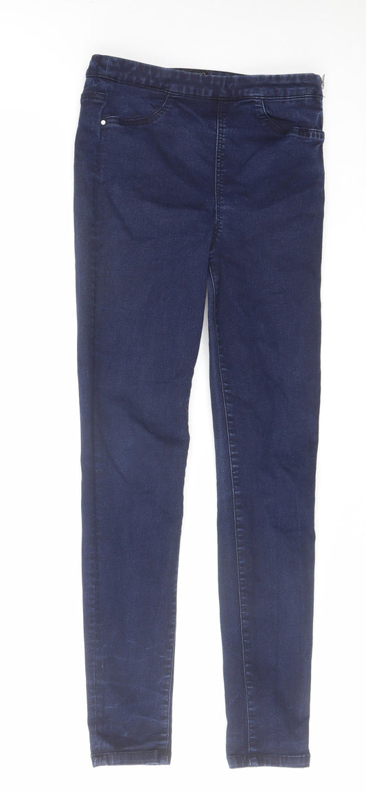 Warehouse Womens Blue Cotton Jegging Jeans Size 12 L27 in Regular Zip