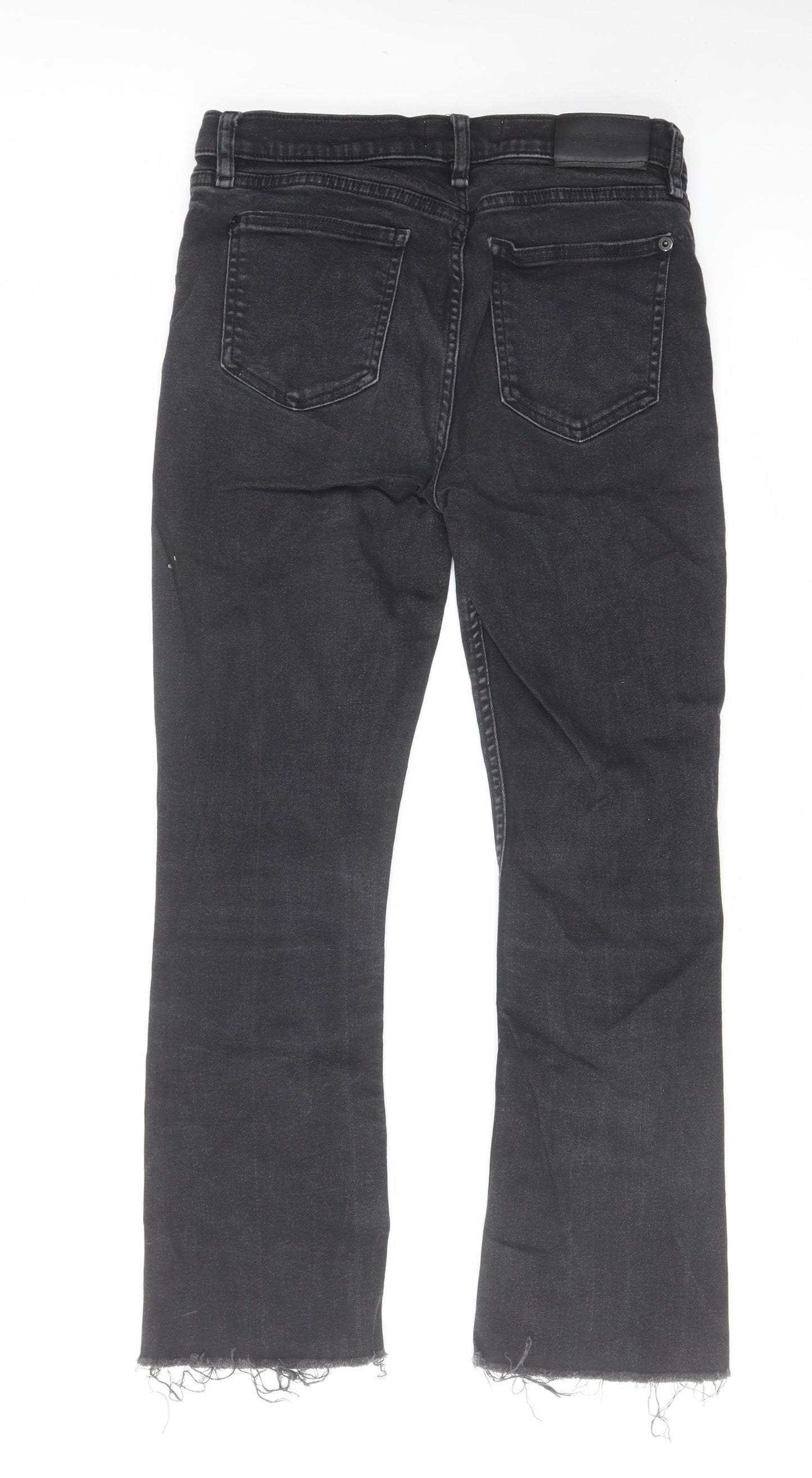 Mango Womens Black Cotton Bootcut Jeans Size 10 L26 in Regular Button