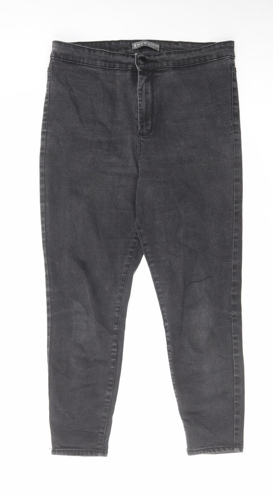 Denim & Co. Womens Grey Cotton Skinny Jeans Size 16 L24 in Regular Zip