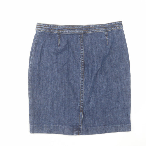 Jones New York Womens Blue Cotton A-Line Skirt Size 12 Zip