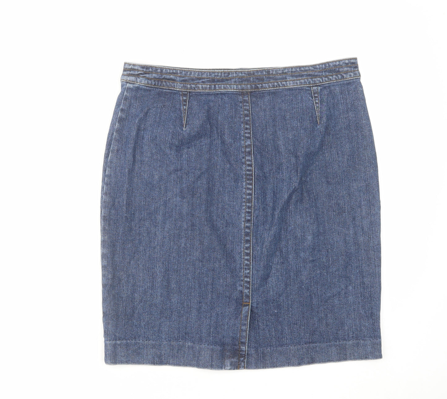 Jones New York Womens Blue Cotton A-Line Skirt Size 12 Zip