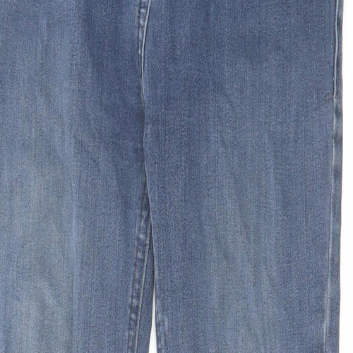 NEXT Womens Blue Cotton Straight Jeans Size 10 L26 in Regular Zip