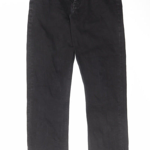 ASOS Mens Black Cotton Straight Jeans Size 32 in L32 in Regular Zip