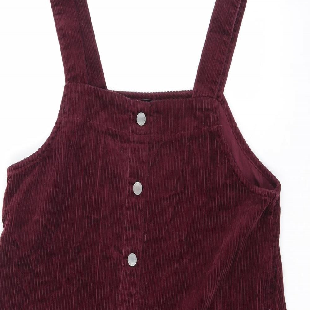 New Look Womens Purple Acetate Pinafore/Dungaree Dress Size 10 Square Neck Pullover