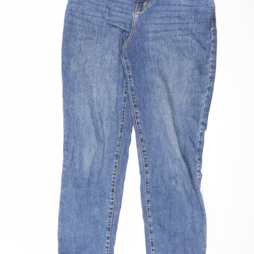 TU Womens Blue Cotton Straight Jeans Size 12 L28.5 in Regular Zip