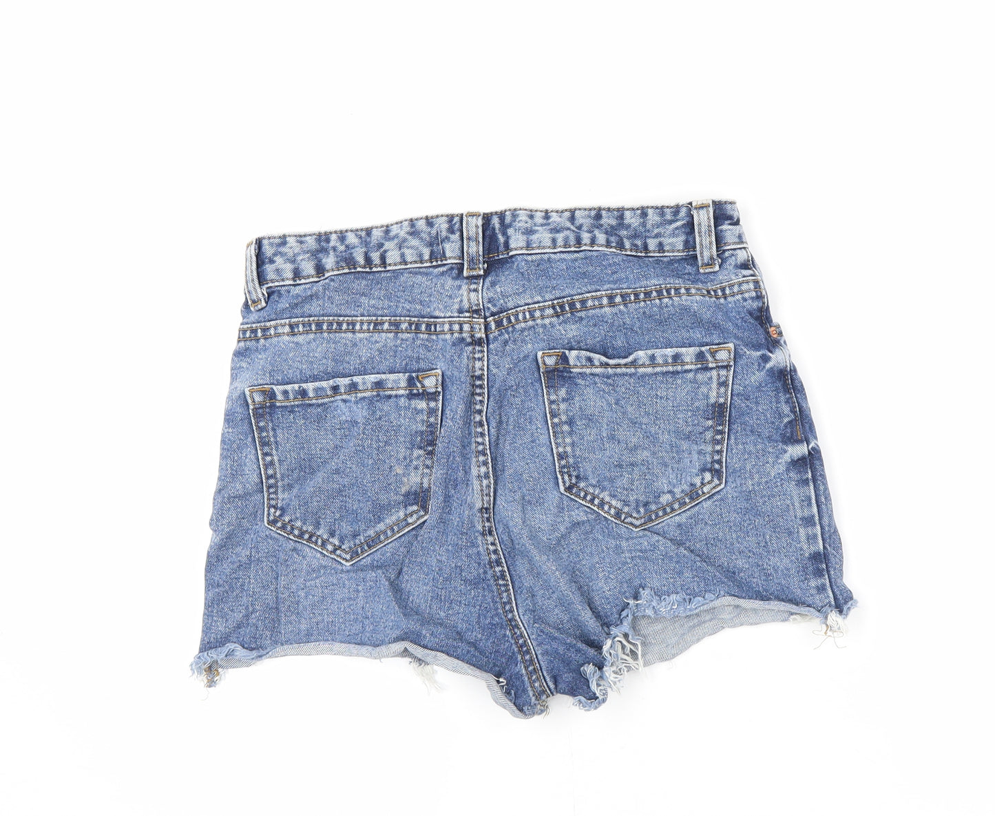 Denim & Co. Womens Blue Cotton Cut-Off Shorts Size 8 Regular Zip - Distressed Denim