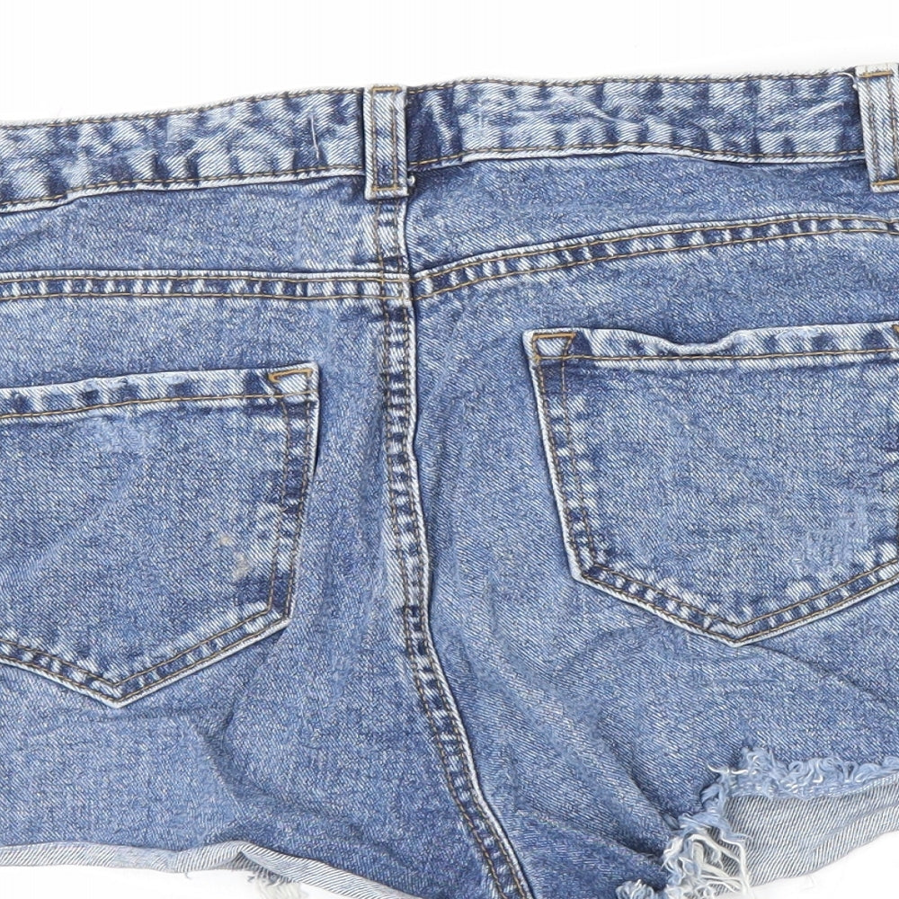 Denim & Co. Womens Blue Cotton Cut-Off Shorts Size 8 Regular Zip - Distressed Denim