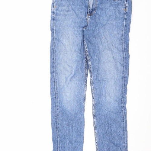 Fat Face Womens Blue Cotton Straight Jeans Size 8 L26 in Slim Zip