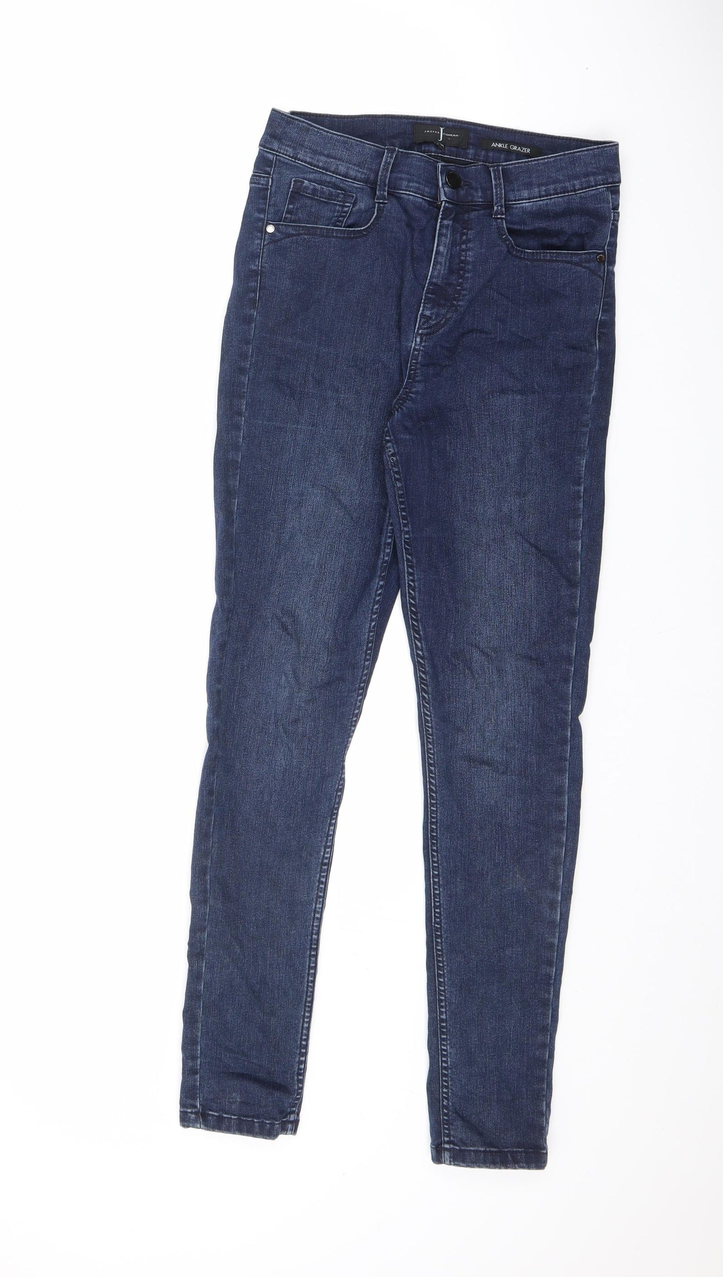 Jasper Conran Womens Blue Cotton Straight Jeans Size 10 L28.5 in Regular Zip