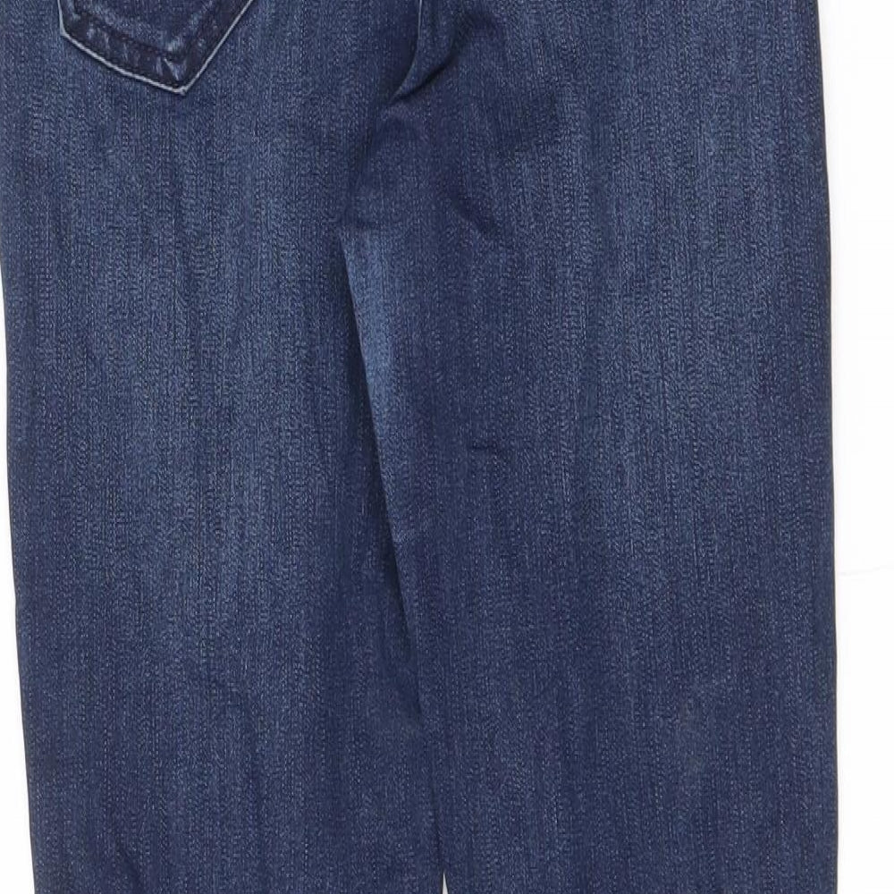 Jasper Conran Womens Blue Cotton Straight Jeans Size 10 L28.5 in Regular Zip