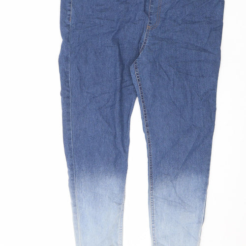 Marks and Spencer Womens Blue Cotton Jegging Jeans Size 16 L27 in Extra-Slim