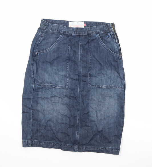 Brakeburn Womens Blue Cotton A-Line Skirt Size 10 Zip