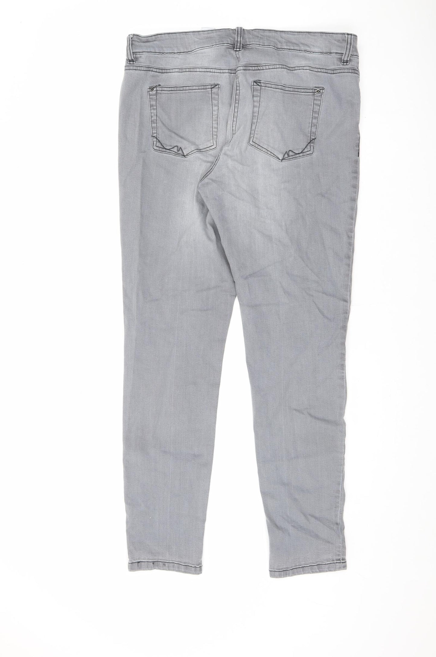 NEXT Womens Grey Cotton Skinny Jeans Size 14 L29 in Regular Zip
