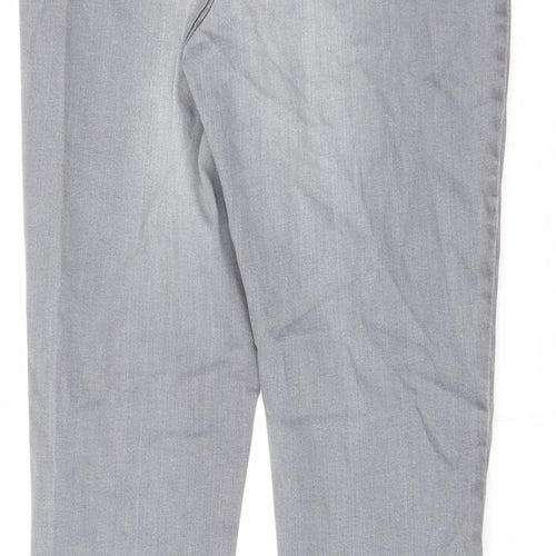 NEXT Womens Grey Cotton Skinny Jeans Size 14 L29 in Regular Zip