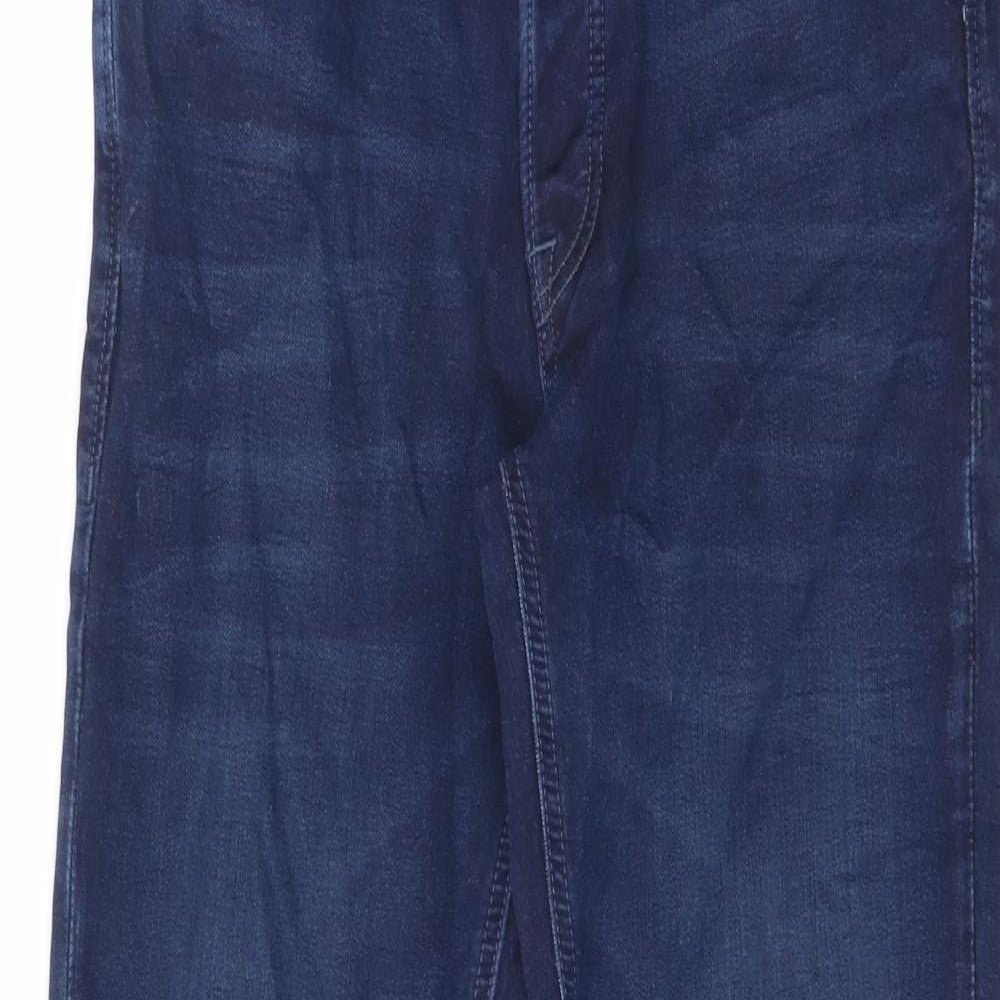 JACK & JONES Mens Blue Cotton Straight Jeans Size 32 in L32 in Regular Zip