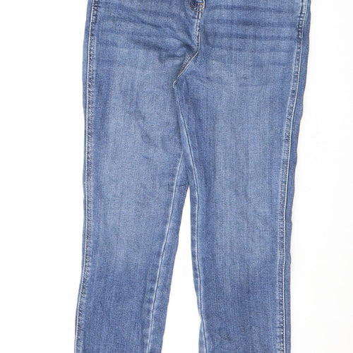 Marks and Spencer Womens Blue Cotton Straight Jeans Size 8 L22 in Slim Zip