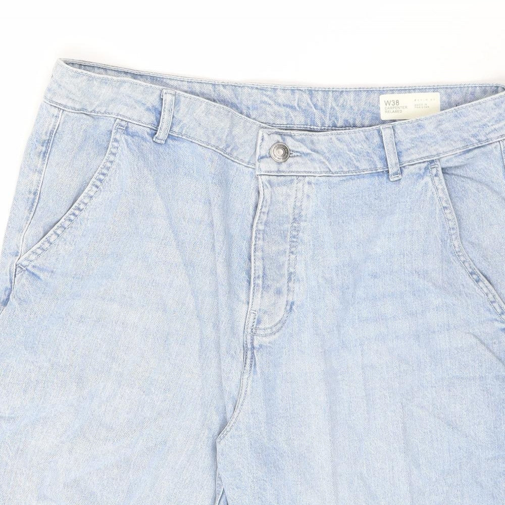 Denim & Co. Mens Blue Cotton Cargo Shorts Size 38 in L12 in Relaxed Zip