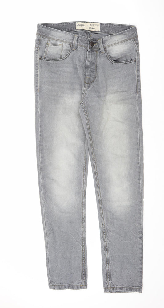 Burton Mens Grey Cotton Skinny Jeans Size 30 in L30 in Regular Button