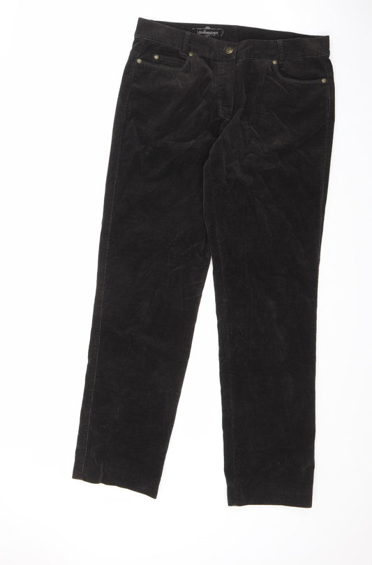 Steilmann Womens Brown Cotton Capri Trousers Size 14 L28.5 in Regular Zip
