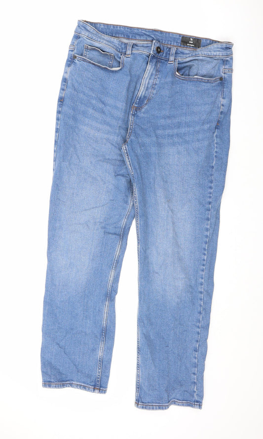 TU Mens Blue Cotton Straight Jeans Size 34 in L28 in Regular Zip