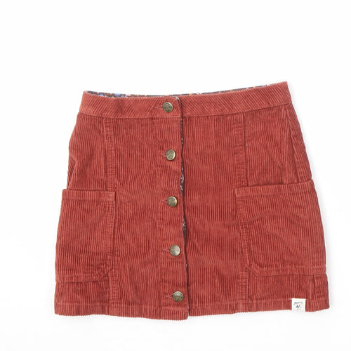 MANTARAY PRODUCTS Girls Red Cotton Mini Skirt Size 9 Years Regular Button