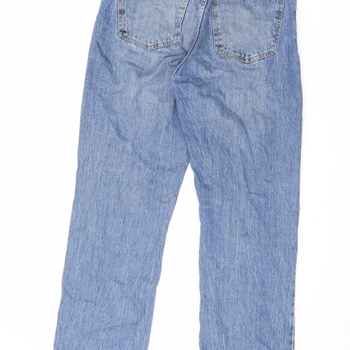 Bershka Womens Blue Cotton Straight Jeans Size 10 L29 in Regular Zip