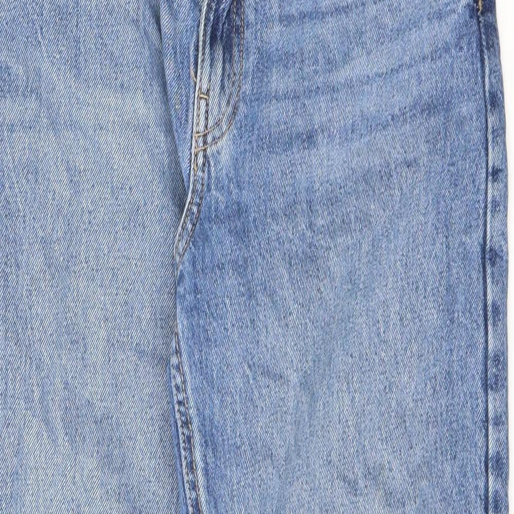 Bershka Womens Blue Cotton Straight Jeans Size 10 L29 in Regular Zip