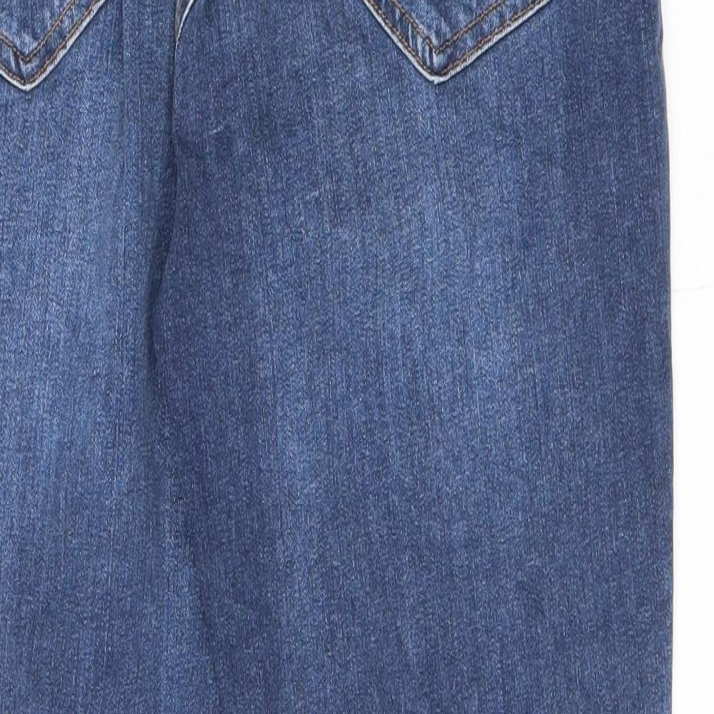 F&F Womens Blue Cotton Skinny Jeans Size 14 L26 in Regular Zip