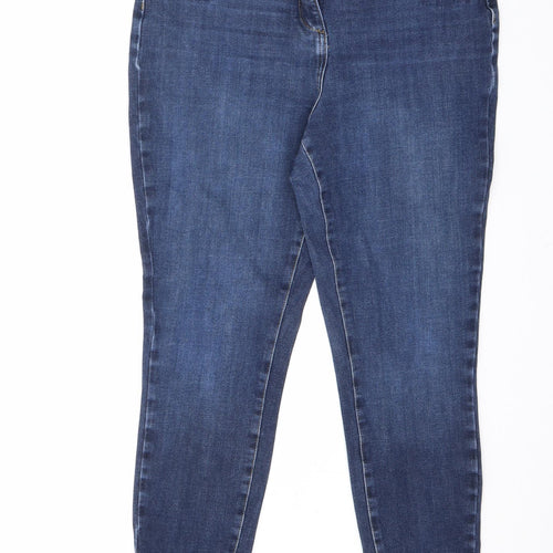 NEXT Womens Blue Cotton Skinny Jeans Size 16 L26 in Regular Zip