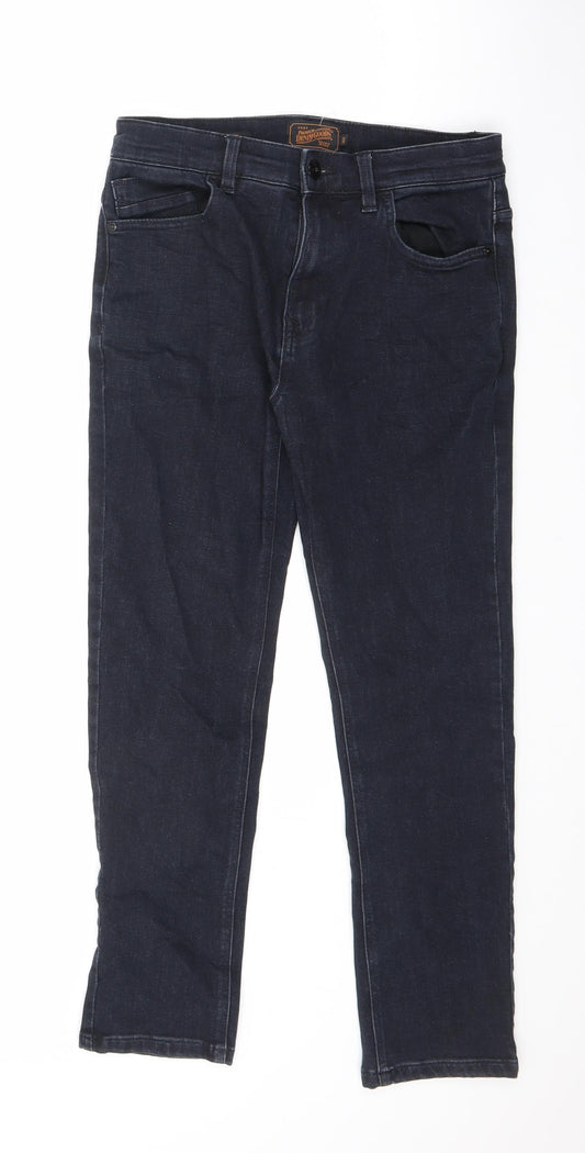 NEXT Mens Black Cotton Straight Jeans Size 30 in L29 in Slim Zip