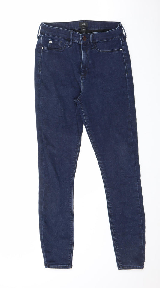 River Island Womens Blue Cotton Skinny Jeans Size 10 L27 in Regular Zip