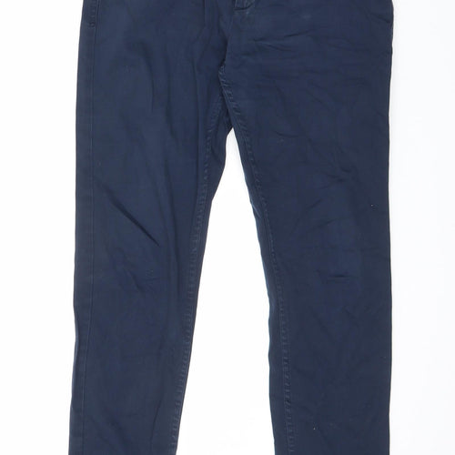 Zara Mens Blue Cotton Straight Jeans Size 32 in L29 in Slim Zip