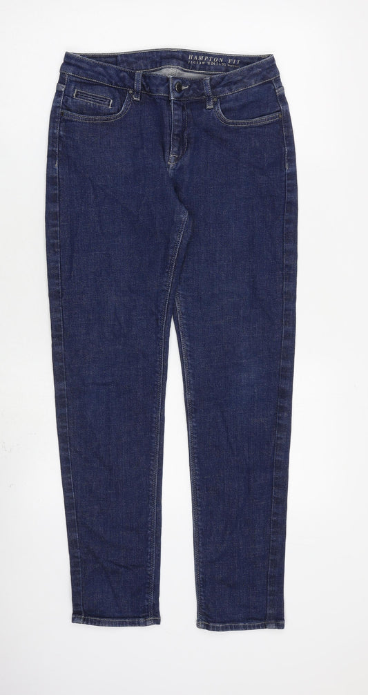 Jigsaw Womens Blue Cotton Straight Jeans Size 24 in L30 in Regular Zip