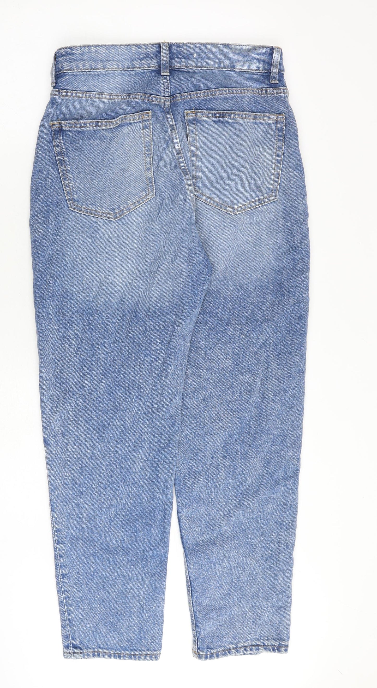 H&M Womens Blue Cotton Mom Jeans Size 12 L28 in Regular Zip