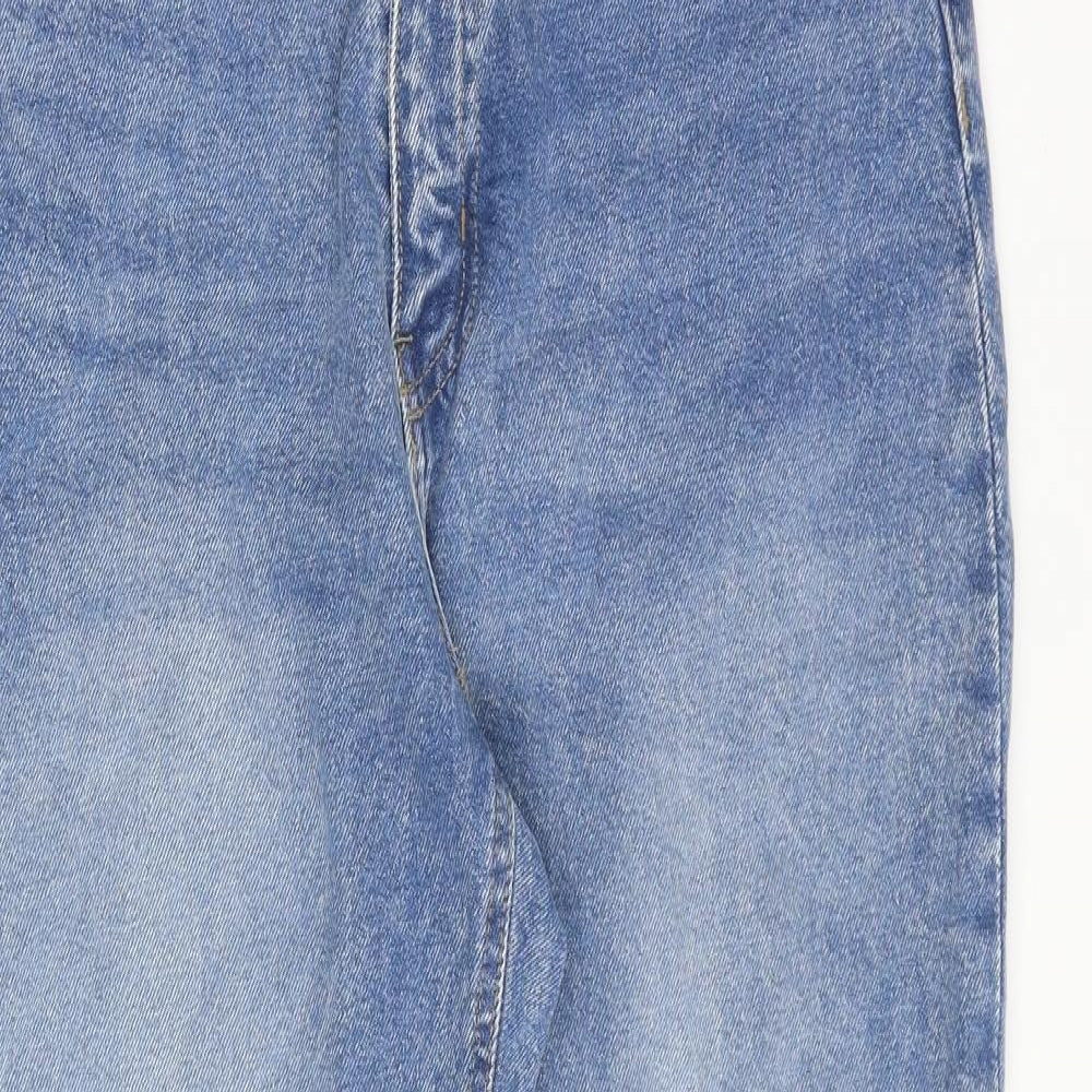 H&M Womens Blue Cotton Mom Jeans Size 12 L28 in Regular Zip