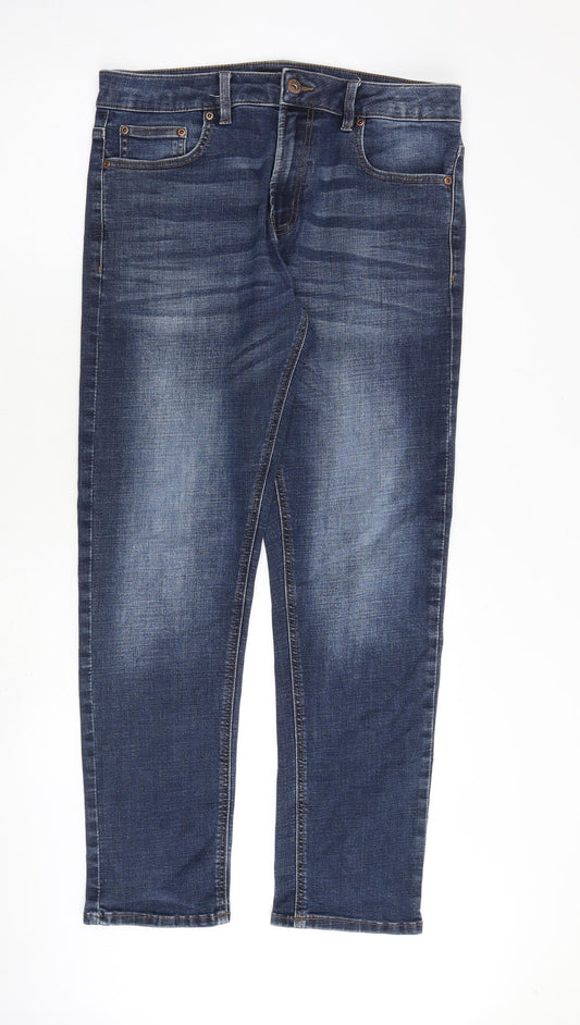 NEXT Mens Blue Cotton Straight Jeans Size 34 in L30 in Regular Zip