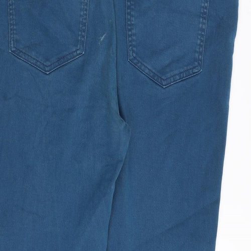 Jaeger Womens Blue Cotton Straight Jeans Size 16 L25 in Regular Zip