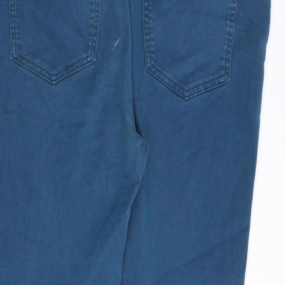 Jaeger Womens Blue Cotton Straight Jeans Size 16 L25 in Regular Zip