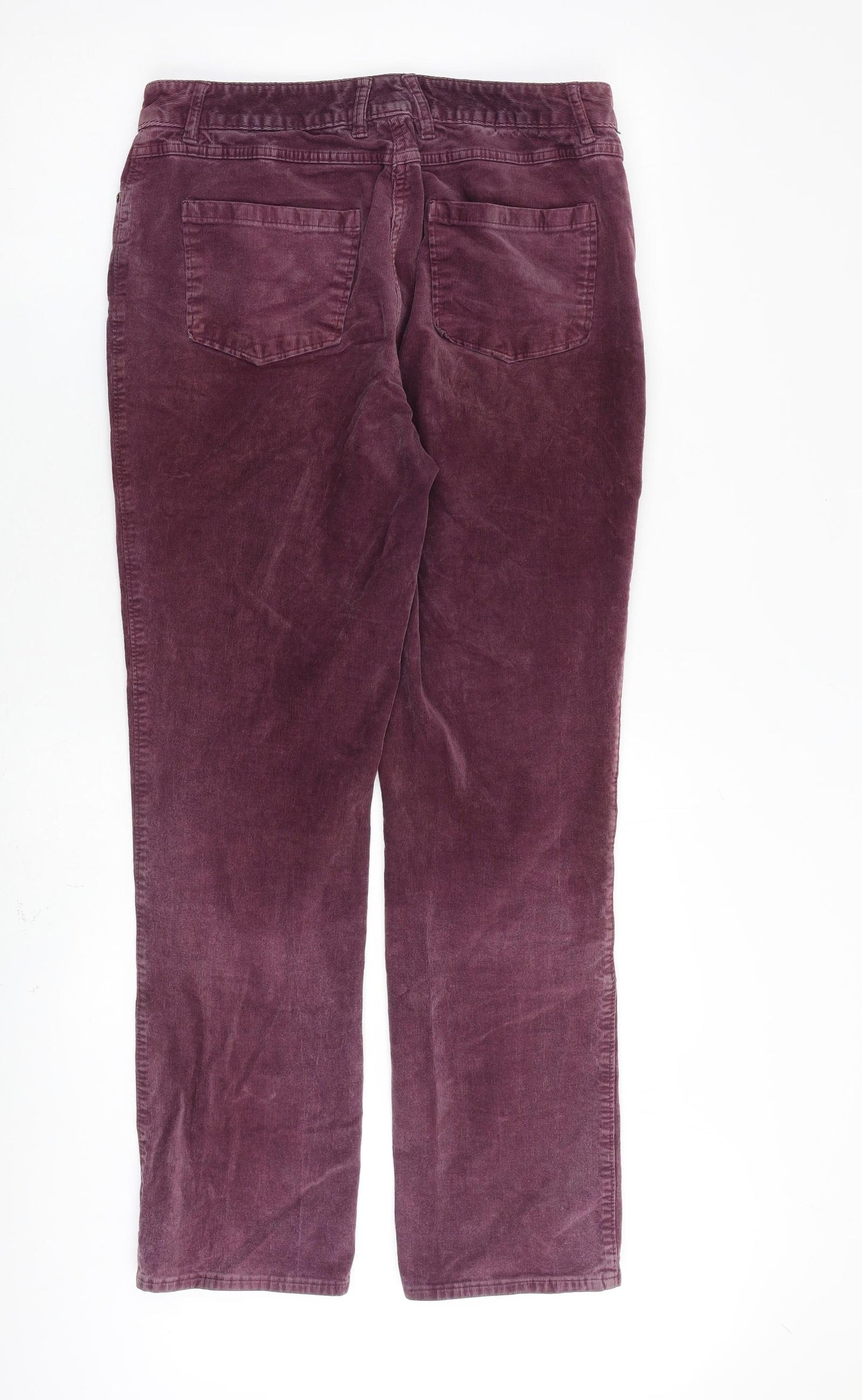 Marks and Spencer Womens Purple Cotton Trousers Size 12 L29 in Regular Zip