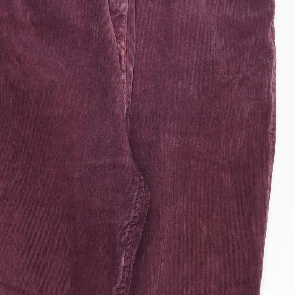 Marks and Spencer Womens Purple Cotton Trousers Size 12 L29 in Regular Zip