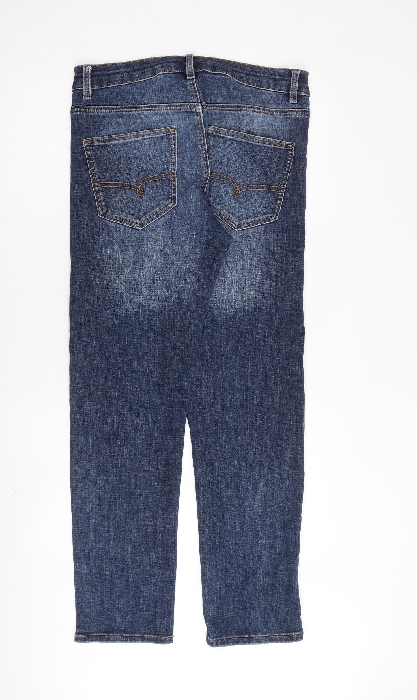NEXT Mens Blue Cotton Straight Jeans Size 32 in L30 in Slim Zip